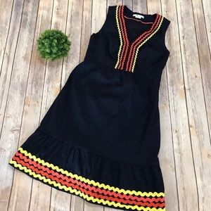 Boden navy cotton dress with Rick rack detail